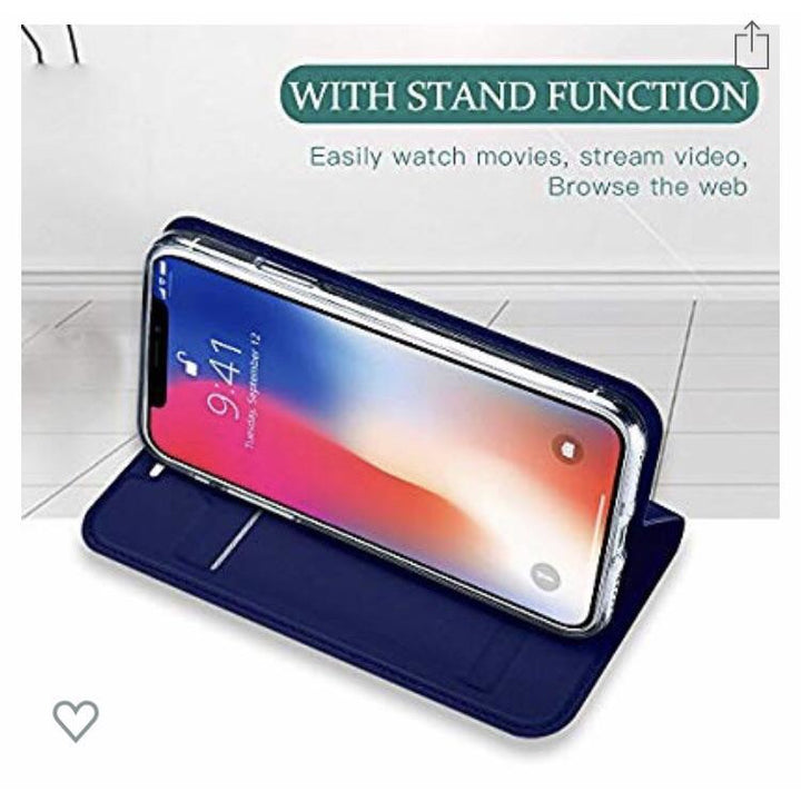 Étui portefeuille en cuir bleu iPhone X/XS -50% - GEO Gabon Shop Online 
