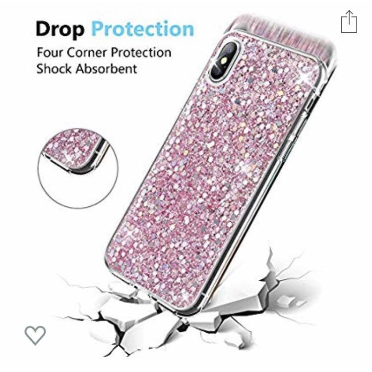 Coque en Silicone Rose + Strass iPhone X/XS -33% - GEO Gabon Shop Online 
