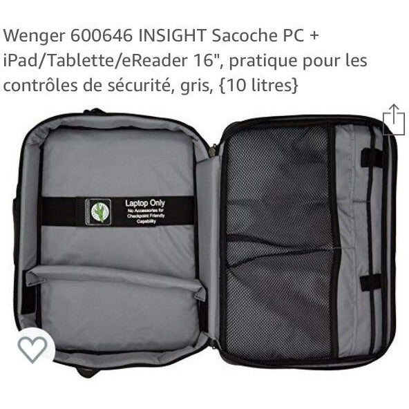 Sac Notebook WENGER Insight 15.6/16" noir -25% - GEO Gabon Shop Online 
