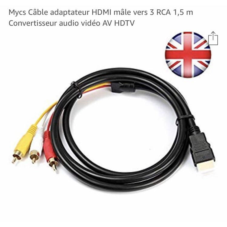 Câble adaptateur HDMI mâle -> 3 RCA Audio/Vidéo 1.5m -25% - GEO Gabon Shop Online 