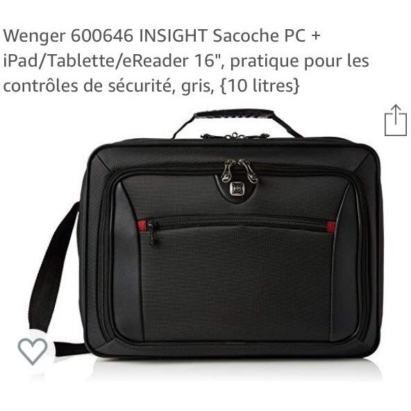 Sac Notebook WENGER Insight 15.6/16" noir -25% - GEO Gabon Shop Online 