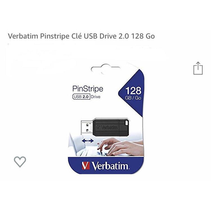Clé USB128 Gb 2.0 Verbatim PinStripe -Destockage !!! - GEO Gabon Shop Online 