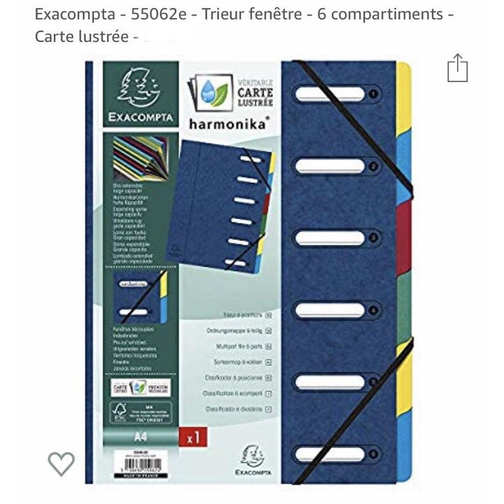 Trieur à fenêtres avec élastiques A4 6 comp ass coul -20% - GEO Gabon Shop Online 