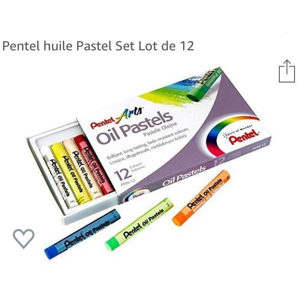 Pastels de coloriage à l'huile Pentel Arts boîte de 12 -50% - GEO Gabon Shop Online 
