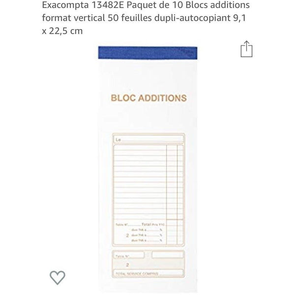 Blocs Additions 9.1x22.5cm 50f dupli autocopiants paquet de 10 -20% - GEO Gabon Shop Online 