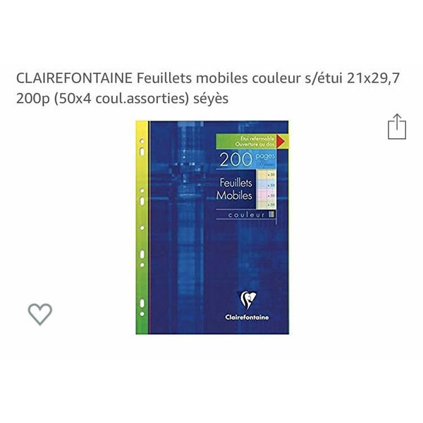 Feuillets mobiles 200p perforées A4 couleur seyes 90g -20% - GEO Gabon Shop Online 