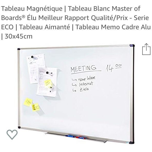 Tableau blanc magnétique 30x45cm -5.000F - GEO Gabon Shop Online 