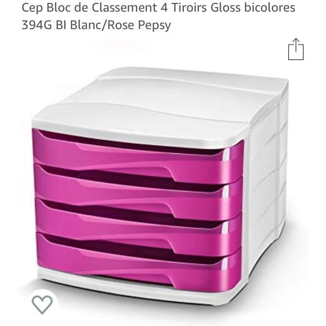 Bloc Classement 4 tiroirs Blanc/Rose -20% - GEO Gabon Shop Online