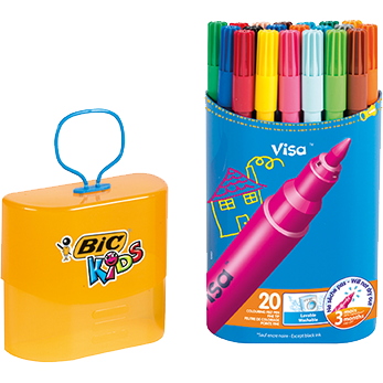 BIC KIDS Visa Feutres de Coloriage à Pointe Fine - Encre à Base D'eau -  Couleur Noire