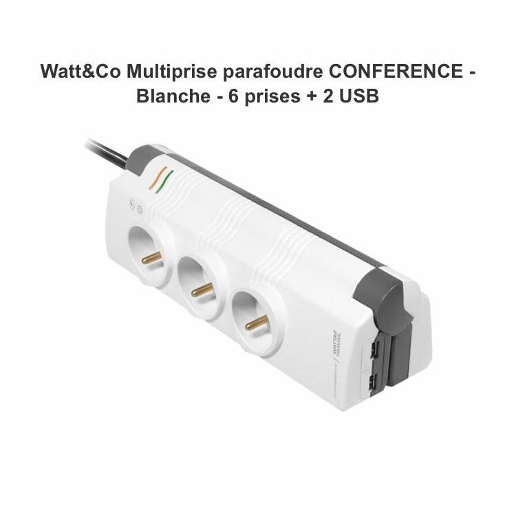 Multiprise Parafoudre CONFERENCE (6 secteur/2 Usb) -33% - GEO Gabon Shop Online 