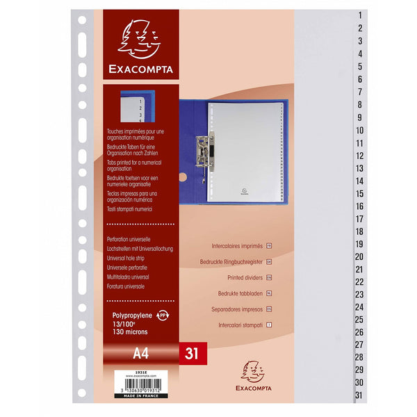 Intercalaires A4 PP 31 pos Num 120microns -10% - GEO Gabon Shop Online 