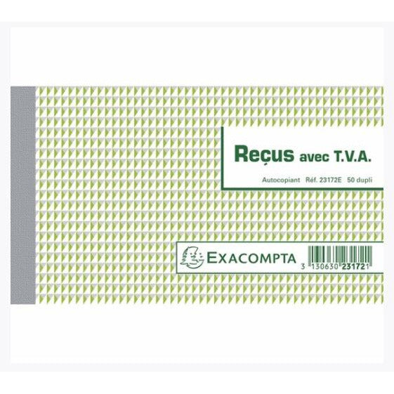 Manifold Carnet 50 Reçus avec TVA 10.5x18cm dupli autocopiants -20% - GEO Gabon Shop Online 