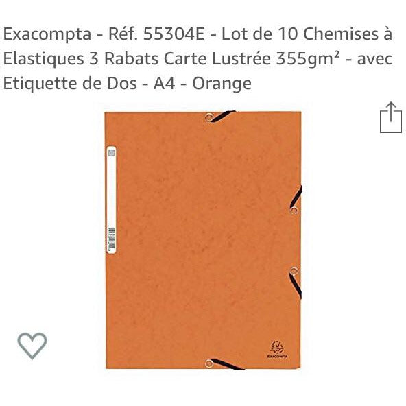 Chemises 3 rabats à élastiques orange paquet de 10 -20% - GEO Gabon Shop Online 