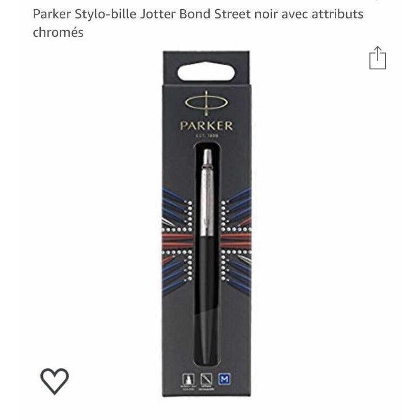 Stylo Bille encre bleue Parker Jotter corps Acier/Noir -40% - GEO Gabon Shop Online