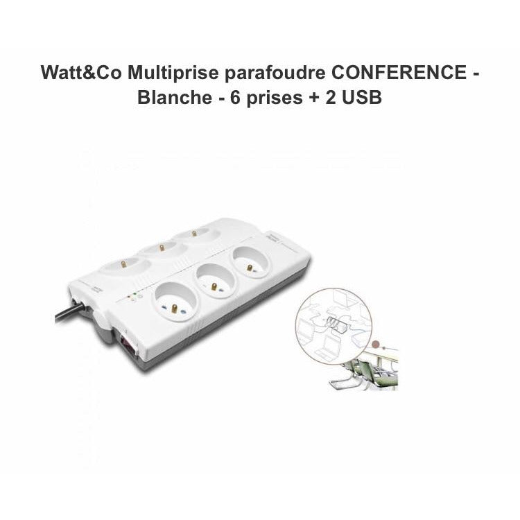 Multiprise Parafoudre CONFERENCE (6 secteur/2 Usb) -33% - GEO Gabon Shop Online 
