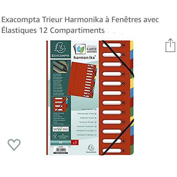 Trieur à fenêtres avec élastiques A4 12 comp ass coul -20% - GEO Gabon Shop Online 