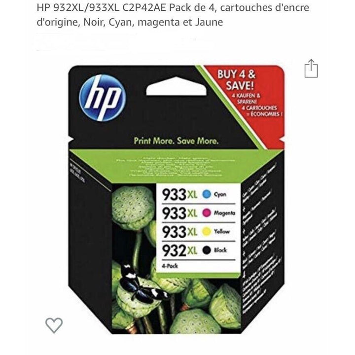 Cartouches encre N°932XL Noir/933XL Cyan, Magenta, Jaune (4) -50% - GEO Gabon Shop Online 