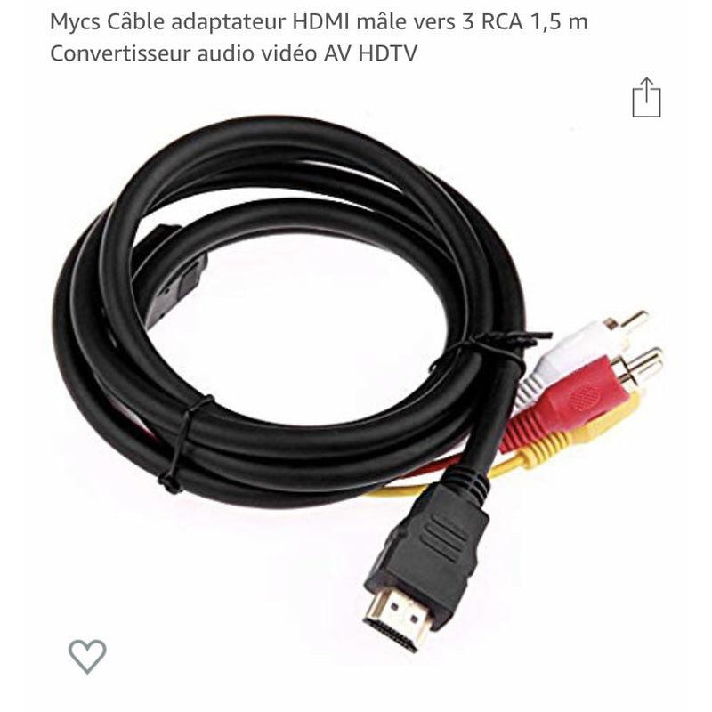 Câble adaptateur HDMI mâle -> 3 RCA Audio/Vidéo 1.5m -25% - GEO Gabon Shop Online 