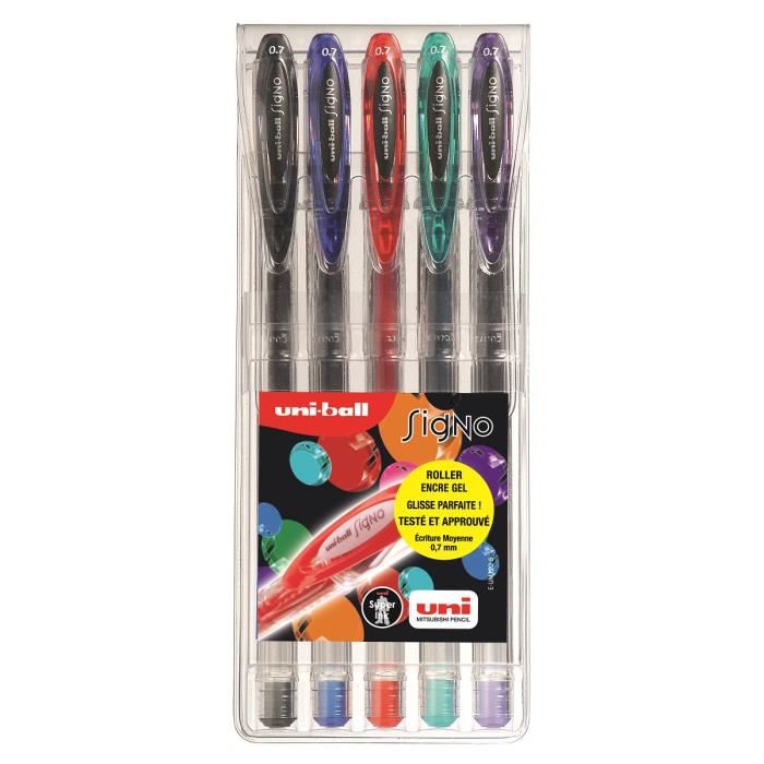 Rollers Signo Gel glisse 0.7mm étui de 5 -38% - GEO Gabon Shop Online 