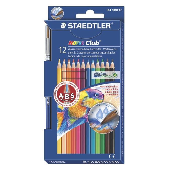 Crayons de couleur aquarellables Noris club étui de 12 -32% - GEO Gabon Shop Online 